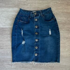 Cocoa Blue women’s denim distressed pencil skirt